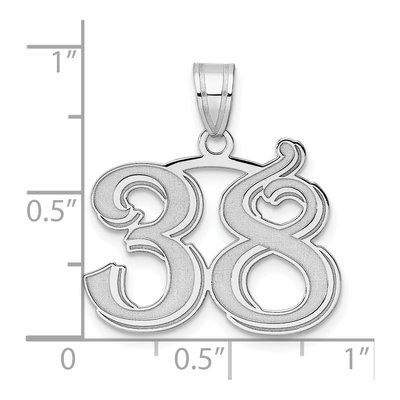 14K White Gold Etched Number 38 Pendant – view 4
