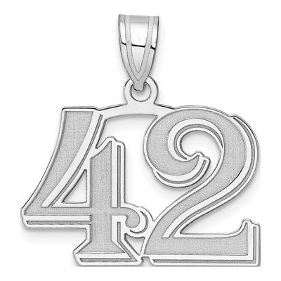 14K White Gold Number 42 Pendant