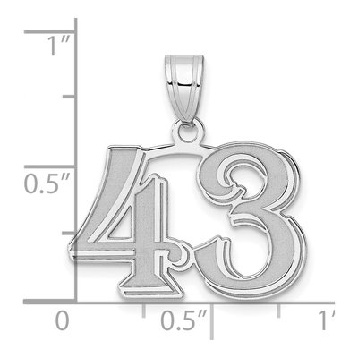 14K White Gold Number 43 Pendant – view 4