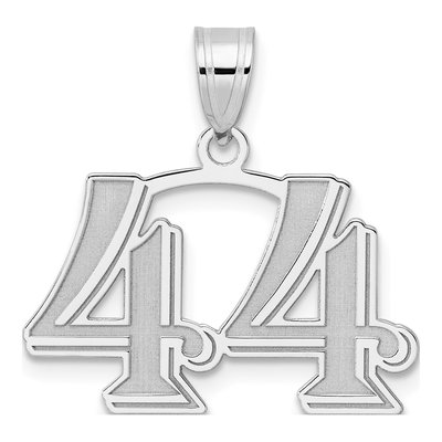 14K White Gold Number 44 Pendant