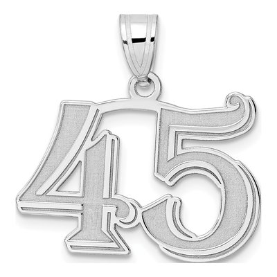14K White Gold Number 45 Pendant