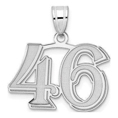 14K White Gold Number 46 Pendant
