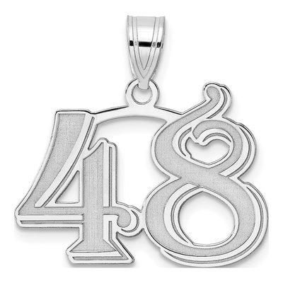 14K White Gold Number 48 Pendant