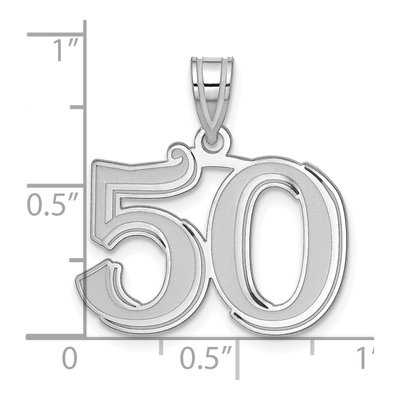 14K White Gold Number 50 Pendant – view 4