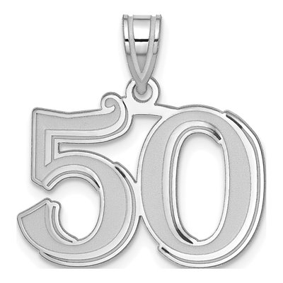 14K White Gold Number 50 Pendant
