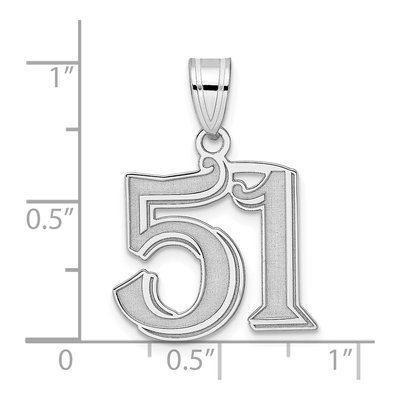 14K White Gold Number 51 Pendant – view 4