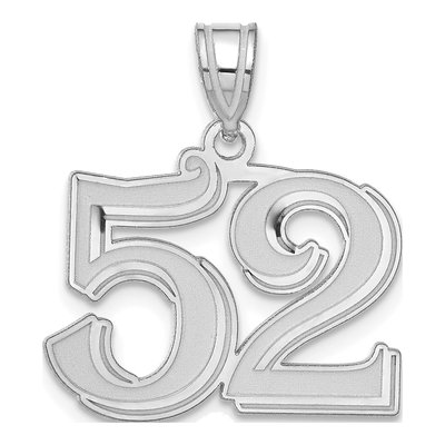 14K White Gold Number 52 Pendant