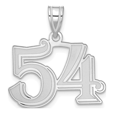 14K White Gold Number 54 Pendant