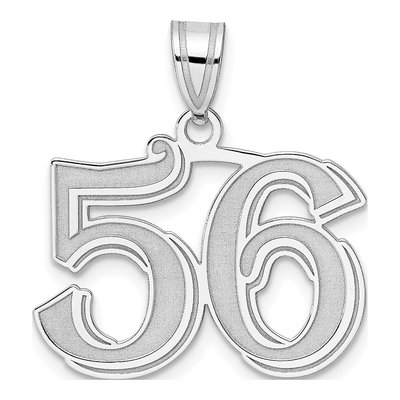 14K White Gold Number 56 Pendant