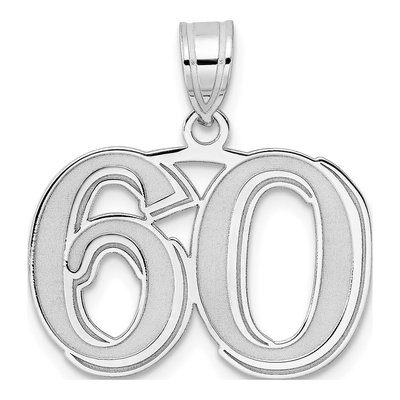 14K White Gold Number 60 Pendant