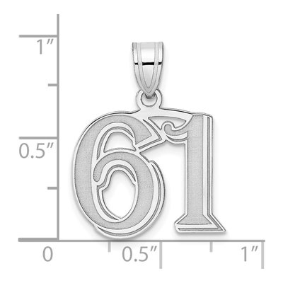 14K White Gold Etched Number 61 Pendant – view 4