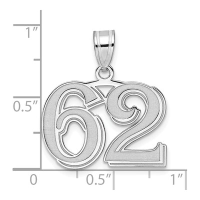 14K White Gold Number 62 Pendant – view 4