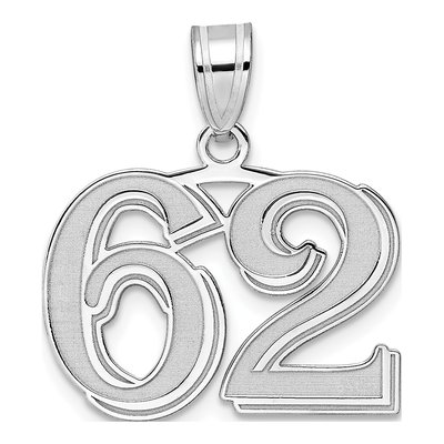 14K White Gold Number 62 Pendant