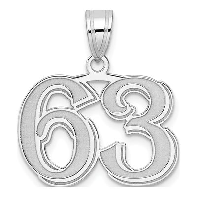 14K White Gold Number 63 Pendant