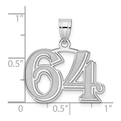 14K White Gold Number 64 Pendant – view 4