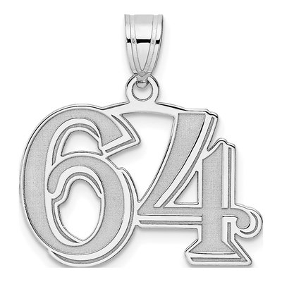 14K White Gold Number 64 Pendant