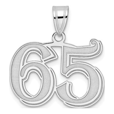 14K White Gold Number 65 Pendant