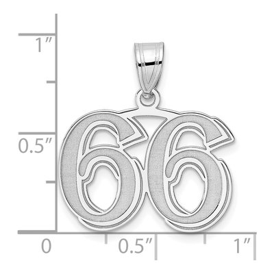 14K White Gold Number 66 Pendant – view 4