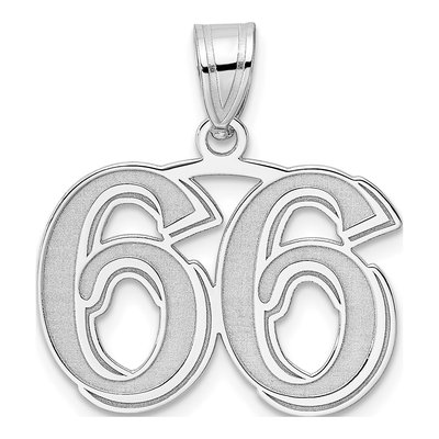 14K White Gold Number 66 Pendant