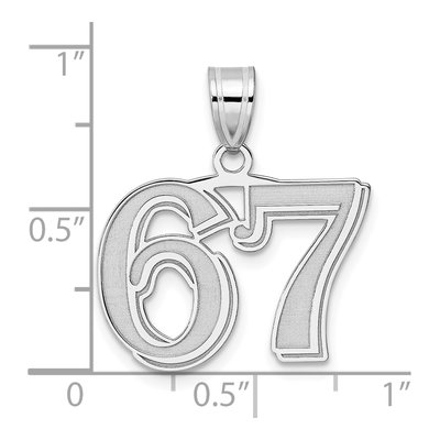 14K White Gold Number 67 Pendant – view 4