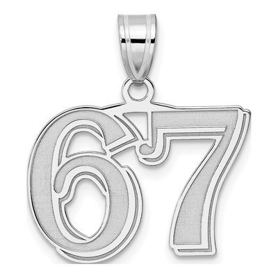 14K White Gold Number 67 Pendant