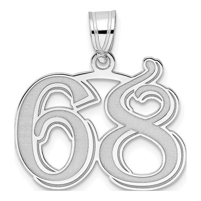 14K White Gold Number 68 Pendant
