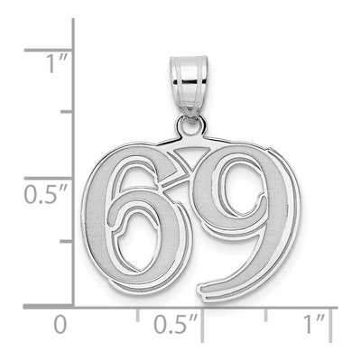 14K White Gold Number 69 Pendant – view 4