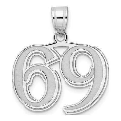 14K White Gold Number 69 Pendant