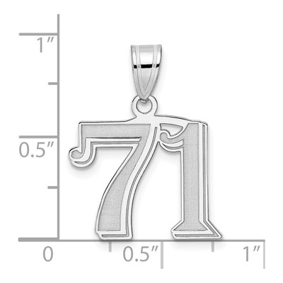 14K White Gold Number 71 Pendant – view 4