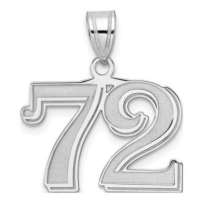 14K White Gold Number 72 Pendant