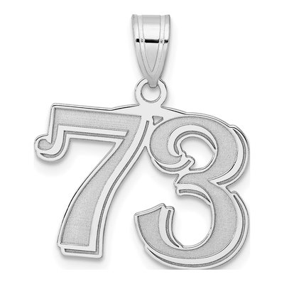 14K White Gold Number 73 Pendant