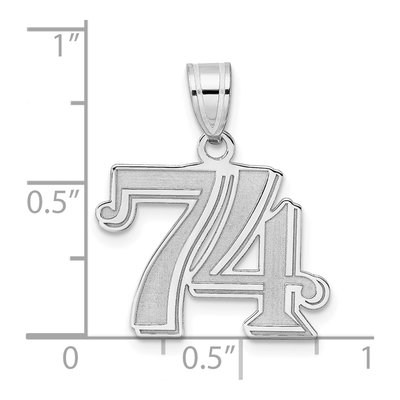 14K White Gold Number 74 Pendant – view 4