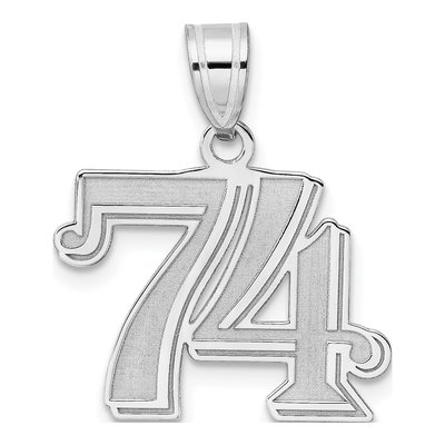 14K White Gold Number 74 Pendant