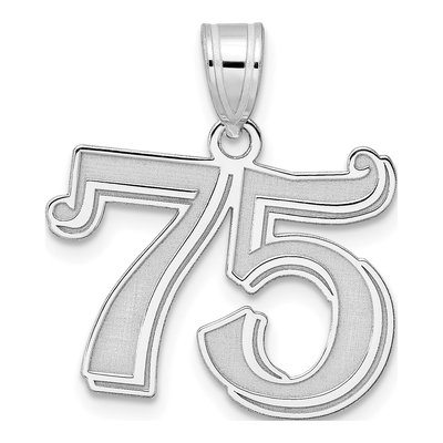 14K White Gold Number 75 Pendant