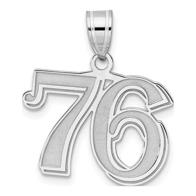 14K White Gold Number 76 Pendant
