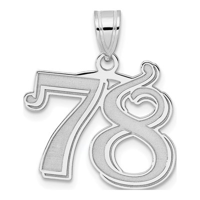 14K White Gold Number 78 Pendant