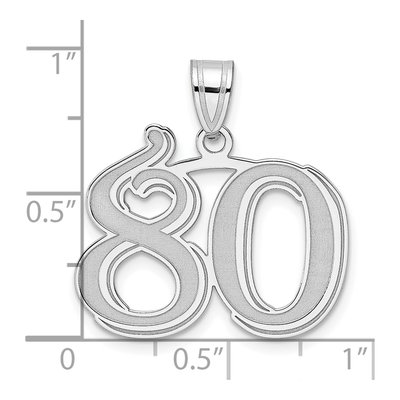 14K White Gold Number 80 Pendant – view 4