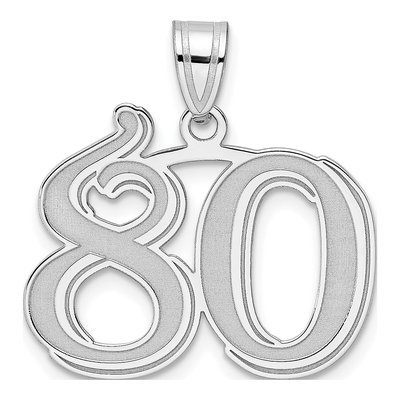 14K White Gold Number 80 Pendant