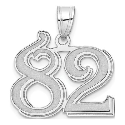 14K White Gold Number 82 Pendant