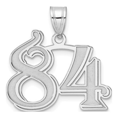 14K White Gold Number 84 Pendant