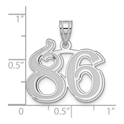 14K White Gold Number 86 Pendant – view 4