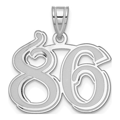 14K White Gold Number 86 Pendant