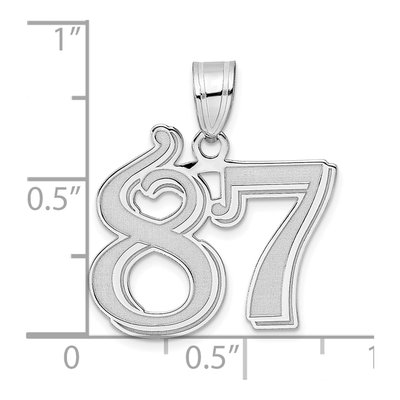14K White Gold Number 87 Pendant – view 4