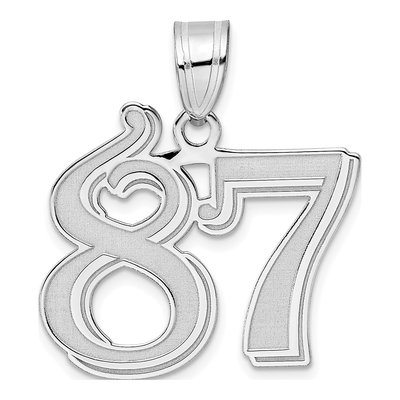 14K White Gold Number 87 Pendant