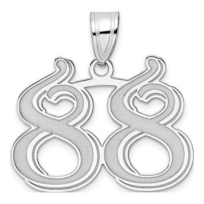 14K White Gold Number 88 Pendant