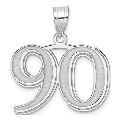 14K White Gold Number 90 Pendant