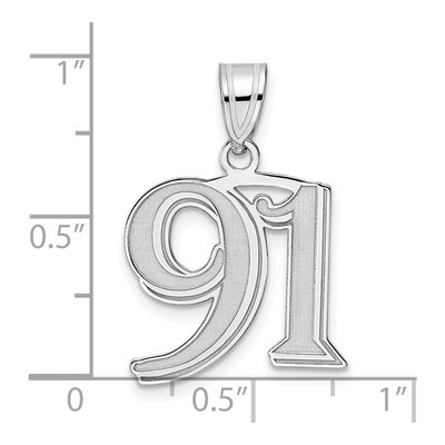 14K White Gold Number 91 Pendant – view 4