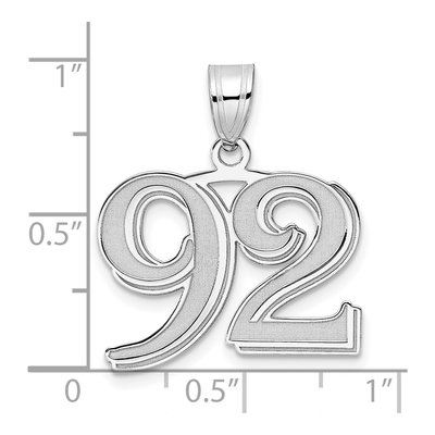 14K White Gold Number 92 Pendant – view 4