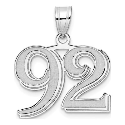 14K White Gold Number 92 Pendant