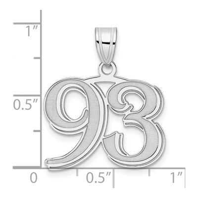 14K White Gold Number 93 Pendant – view 4